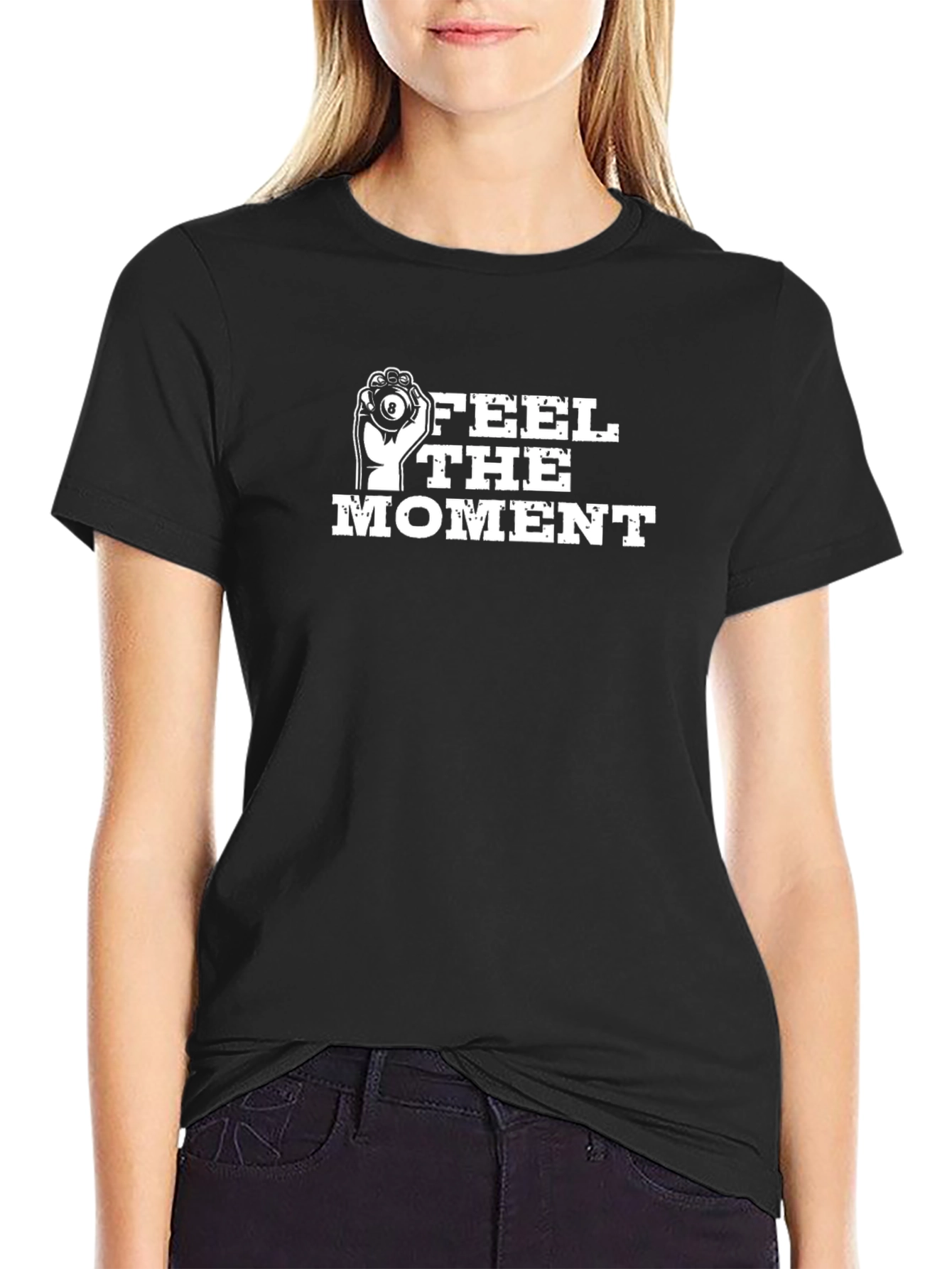Feel The Moment Black Graphic T-Shirt