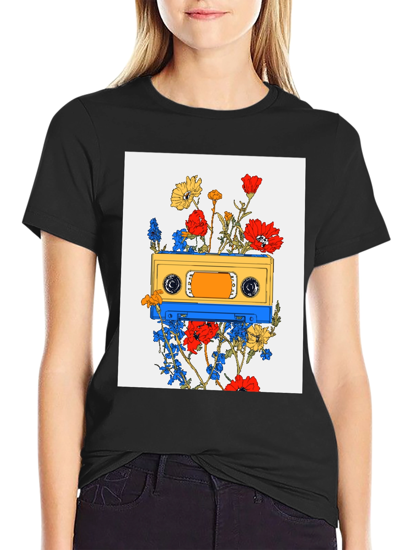 Floral Cassette Tape Graphic Tee