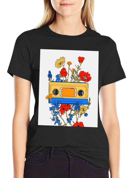 Floral Cassette Tape Graphic Tee