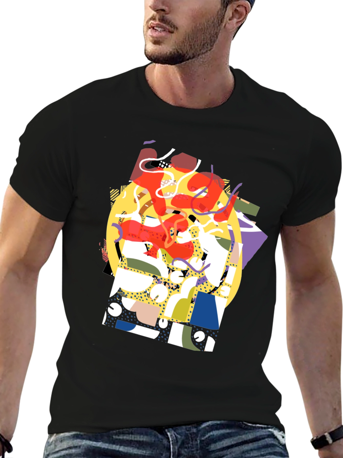 Abstract Graphic Tee - Black Casual Shirt