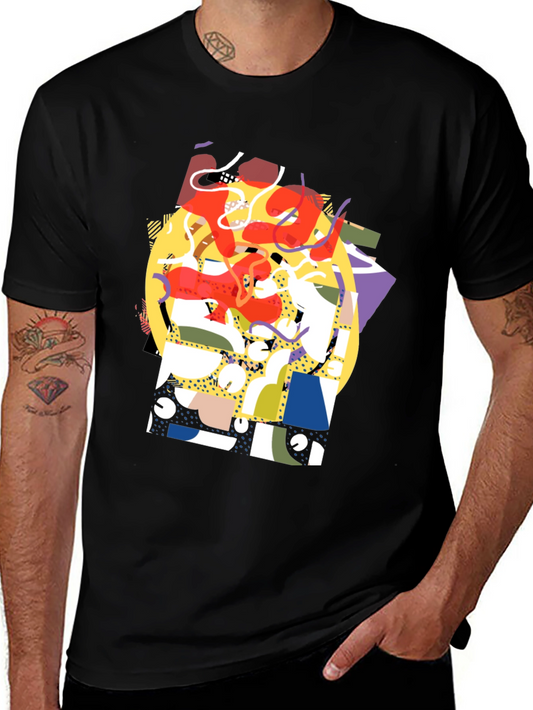 Abstract Graphic Tee - Black Casual Shirt