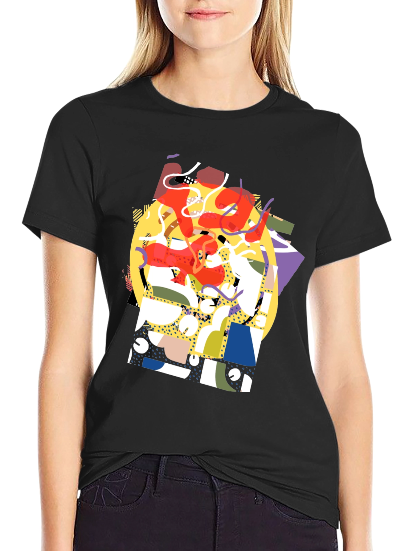 Abstract Graphic Tee - Black Casual Shirt