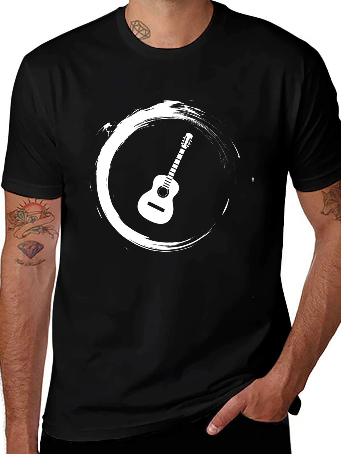 Guitar Circle Graphic Tee - Stylish Musician T-Shirt