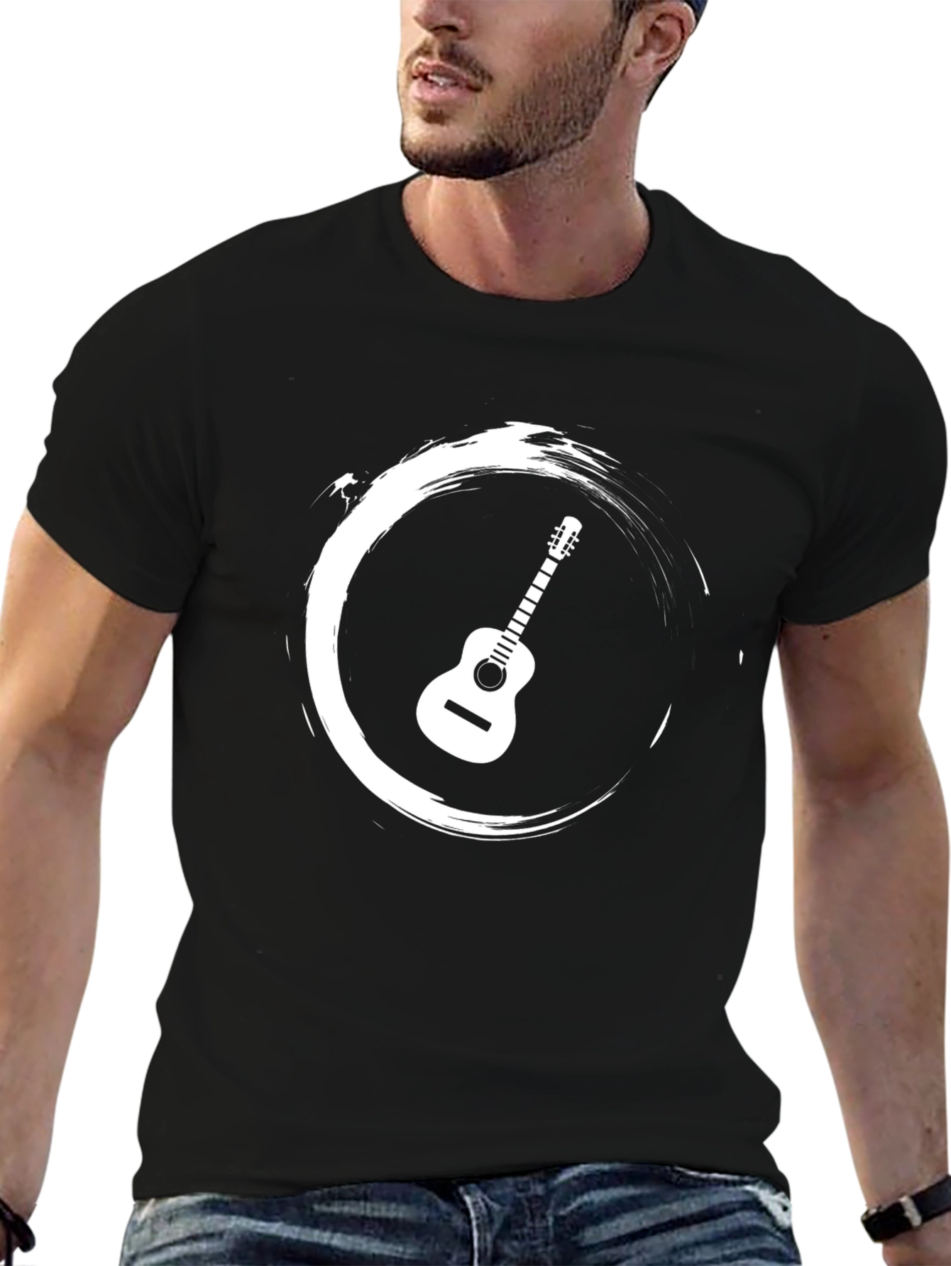 Guitar Circle Graphic Tee - Stylish Musician T-Shirt