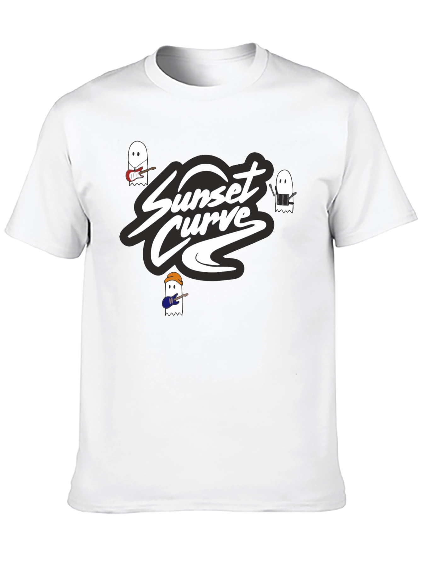 Sunset Curve Band Ghost T-Shirt - Black