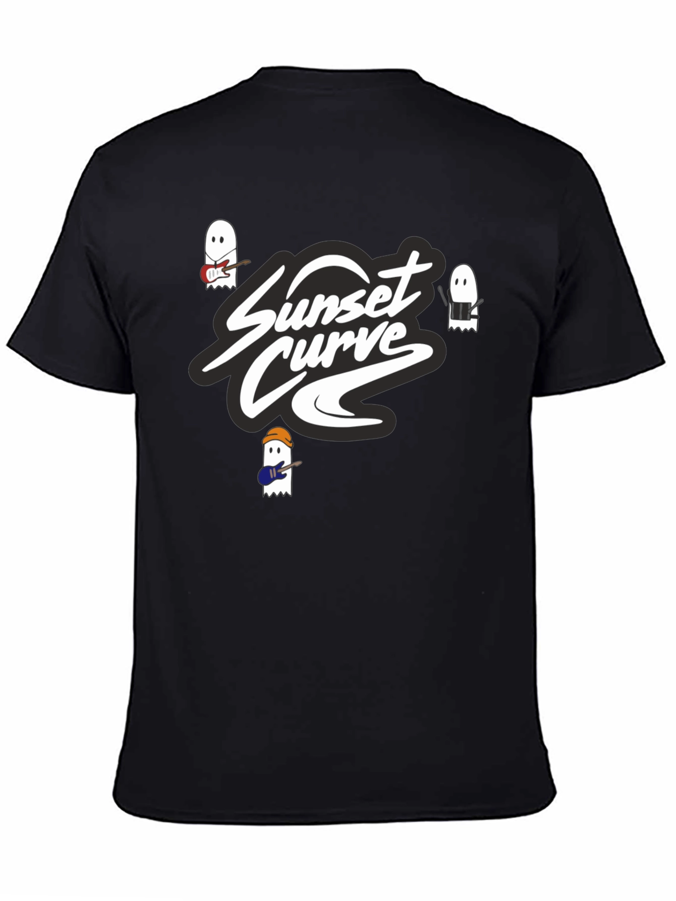 Sunset Curve Band Ghost T-Shirt - Black