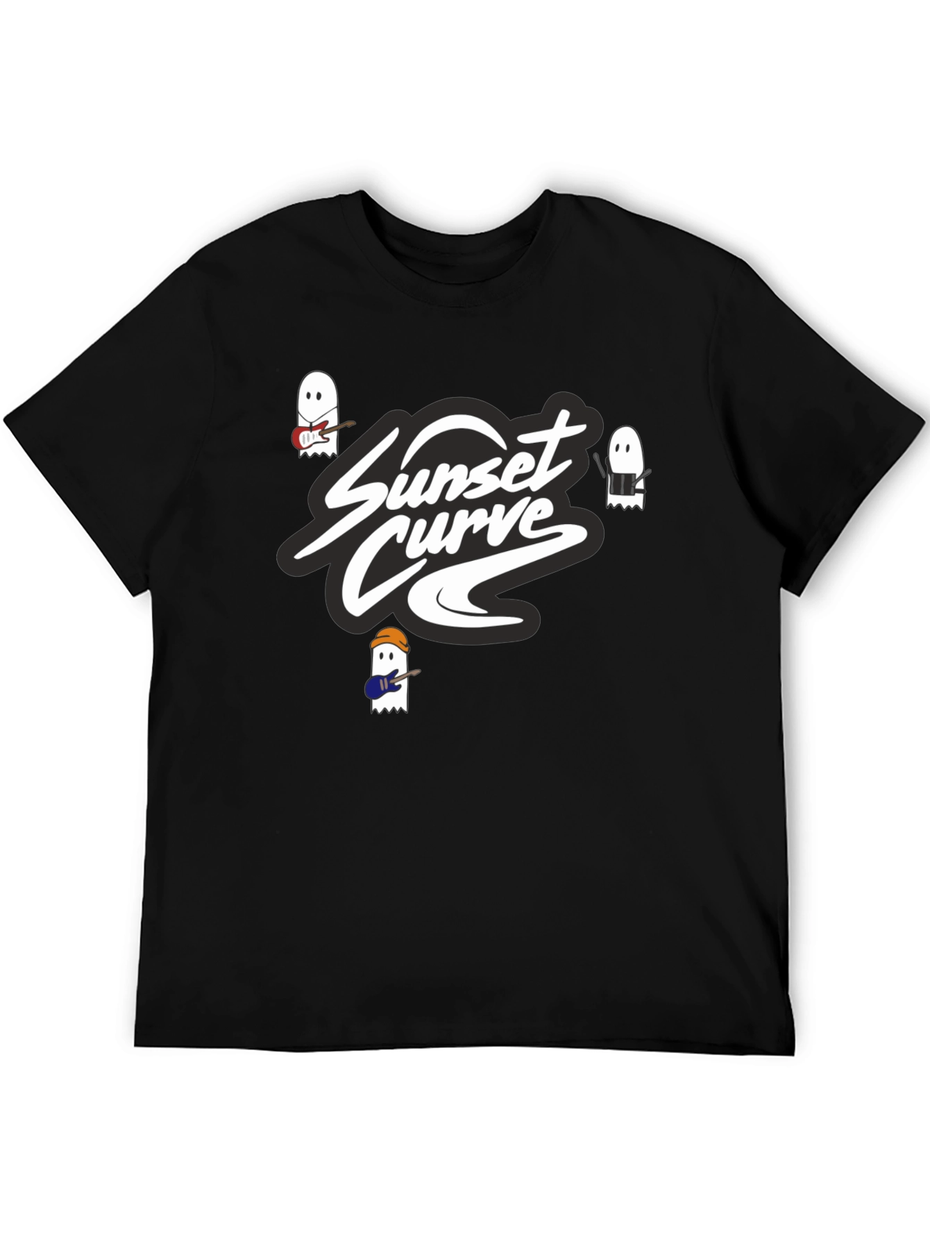 Sunset Curve Band Ghost T-Shirt - Black