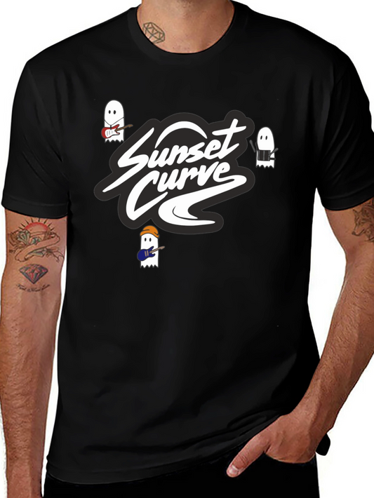 Sunset Curve Band Ghost T-Shirt - Black