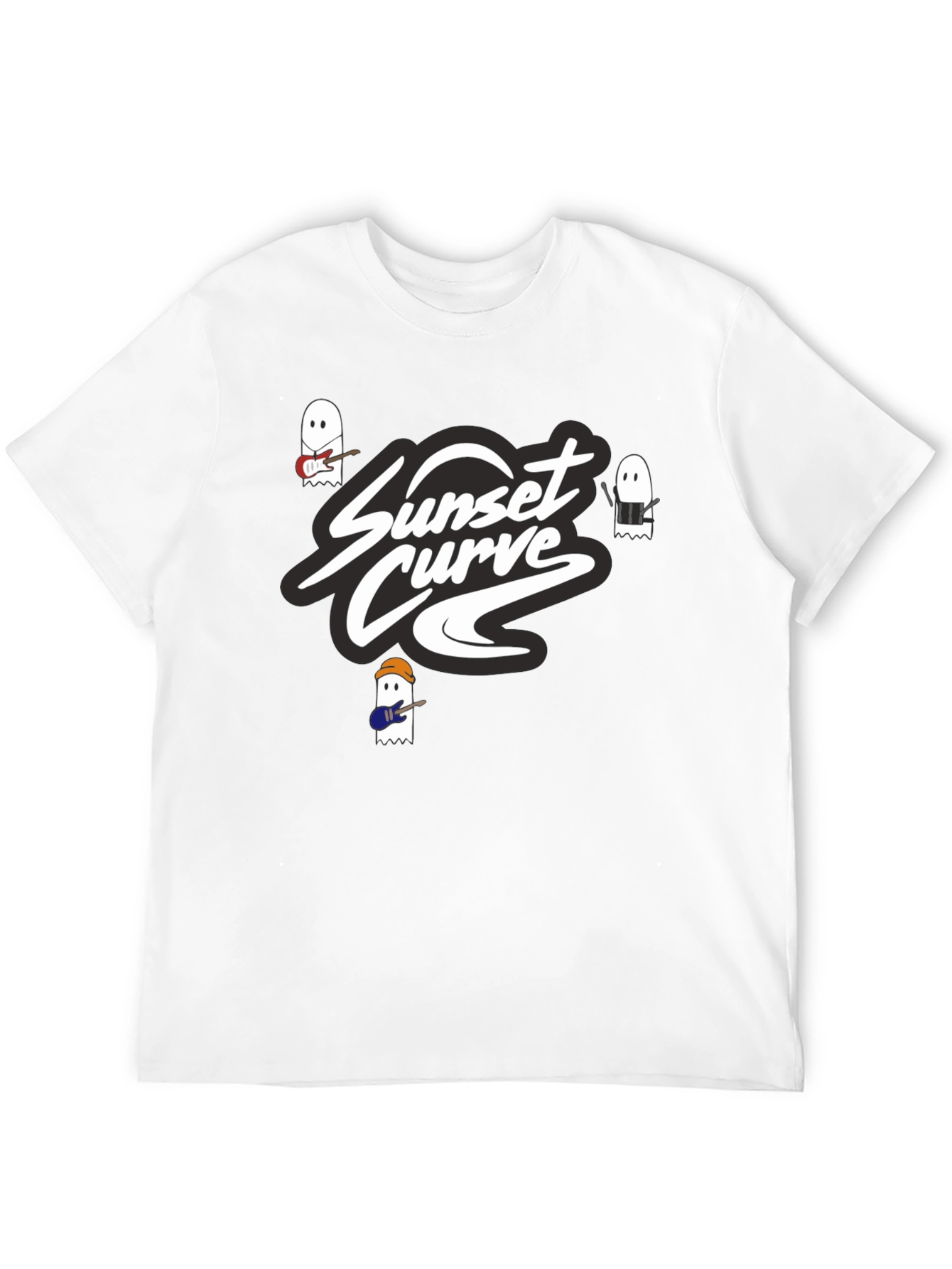 Sunset Curve Band Ghost T-Shirt - Black
