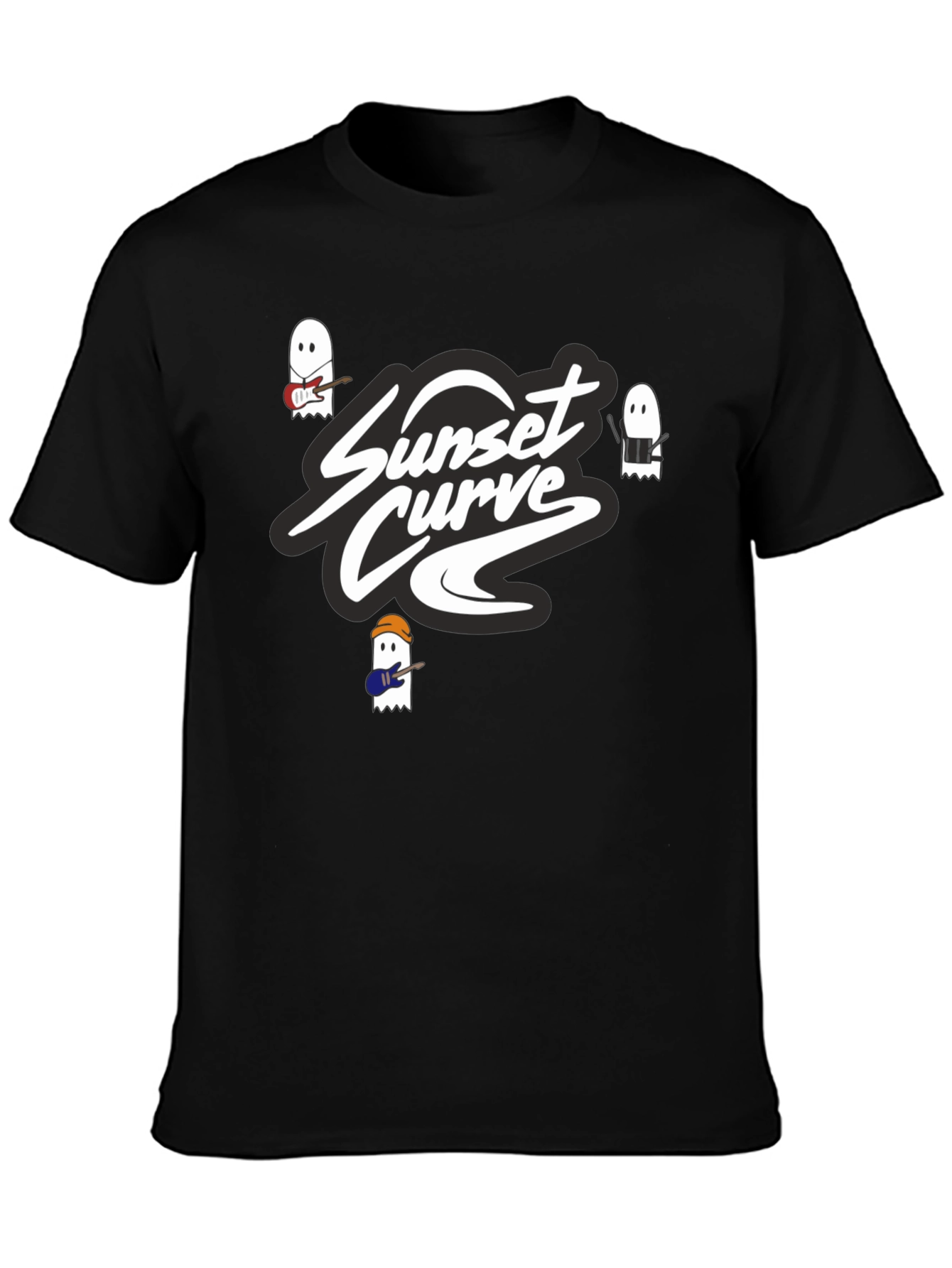 Sunset Curve Band Ghost T-Shirt - Black