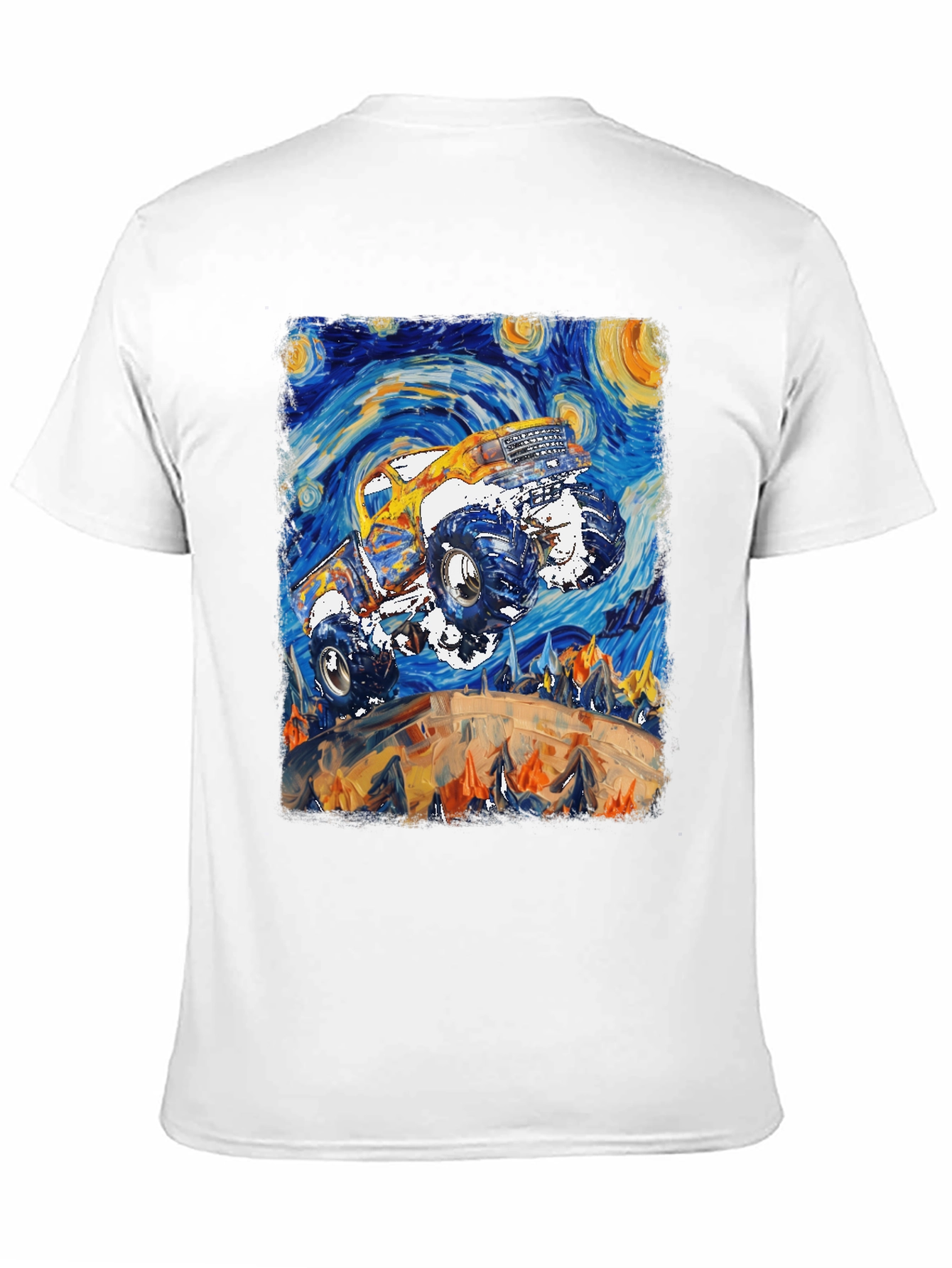 Monster Truck Starry Night Art Graphic T-Shirt
