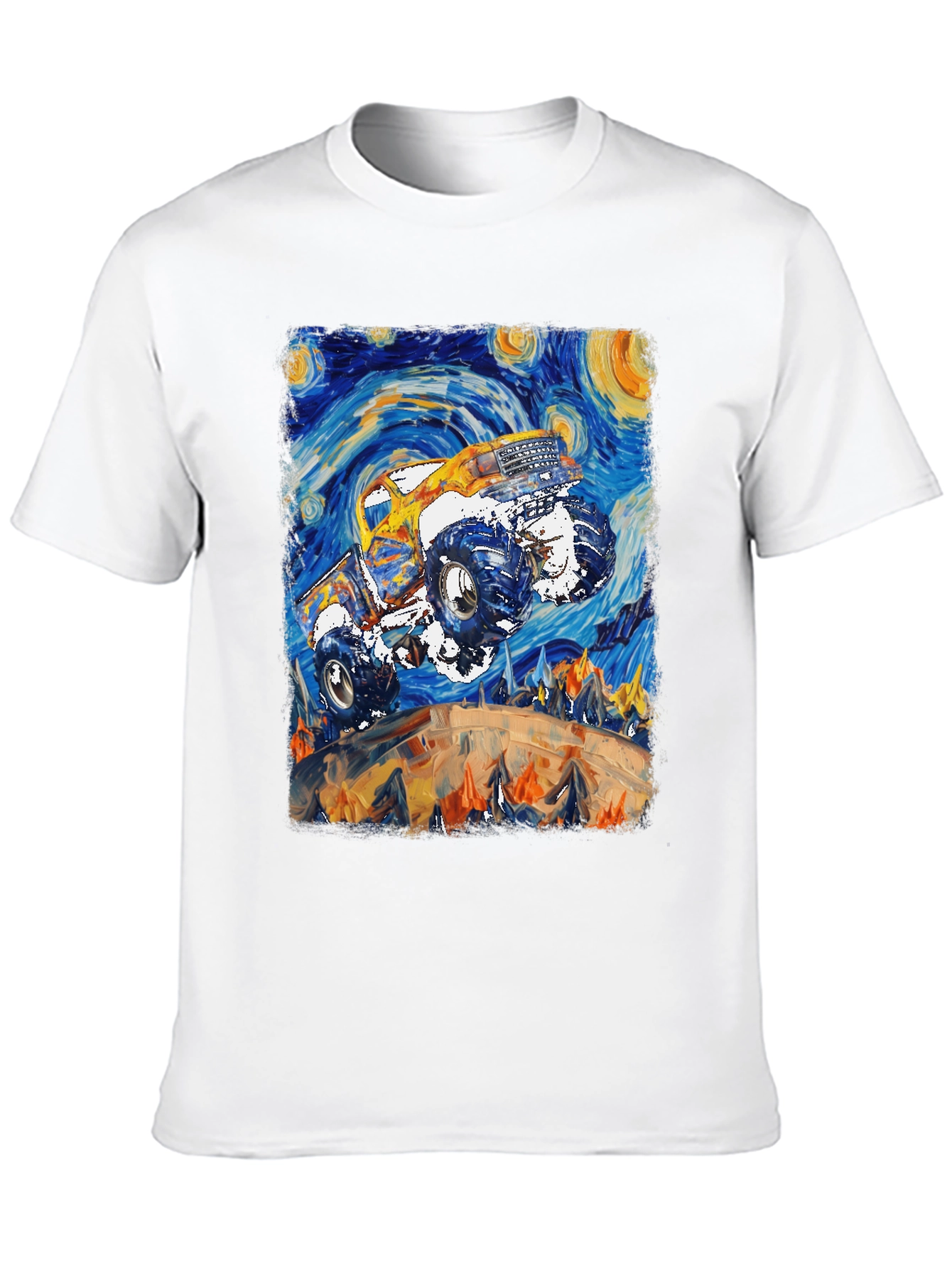 Monster Truck Starry Night Art Graphic T-Shirt