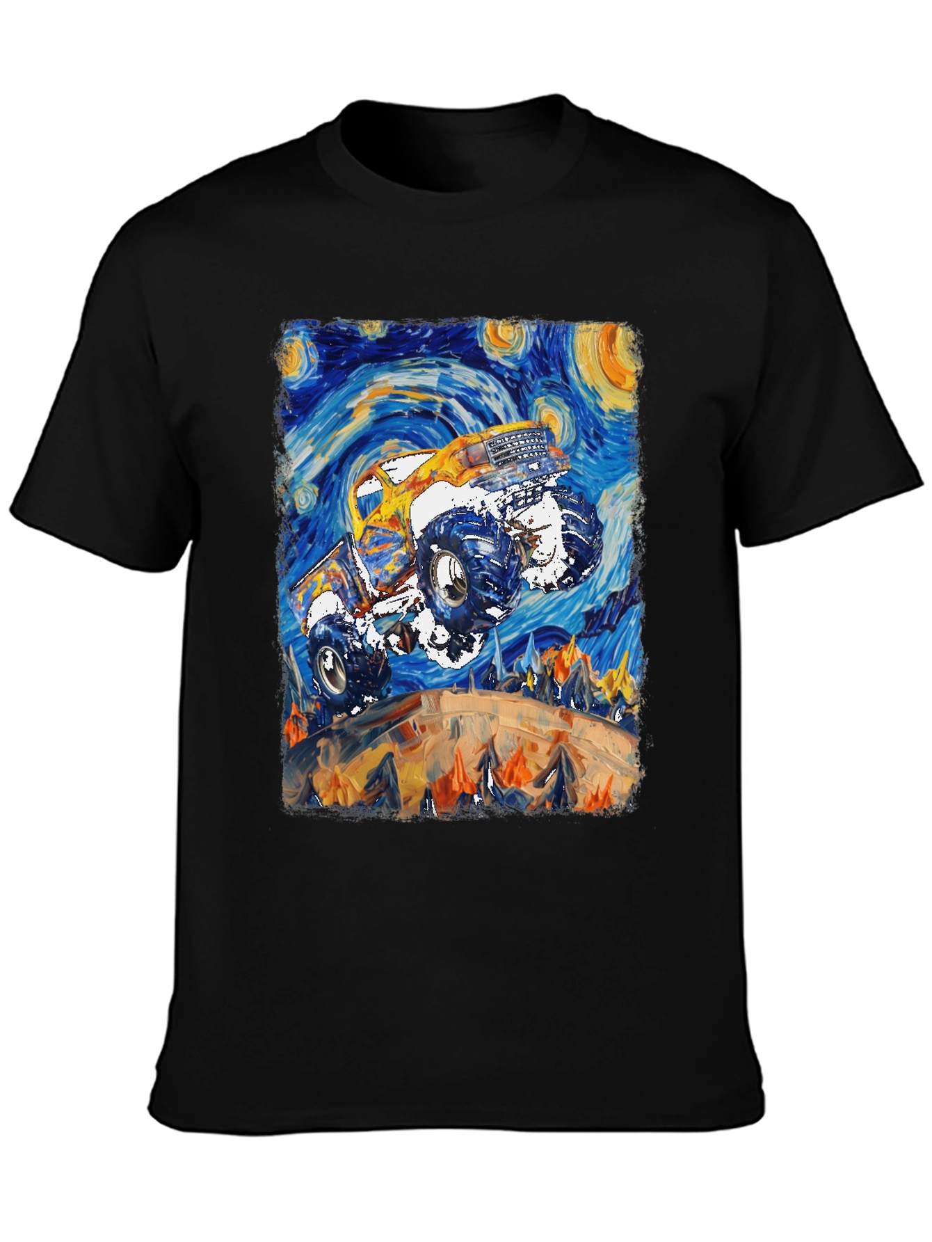 Monster Truck Starry Night Art Graphic T-Shirt
