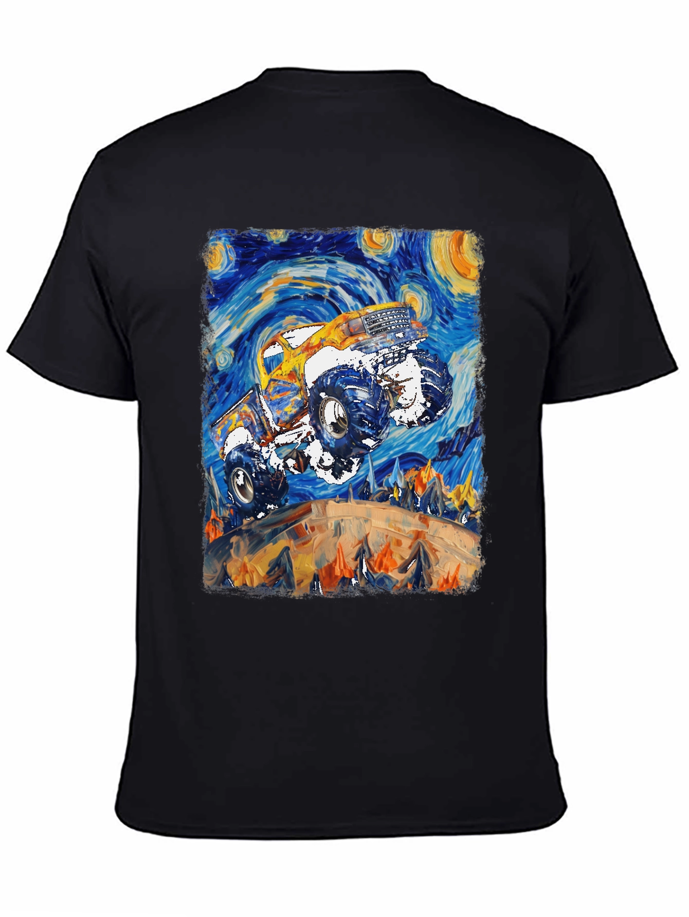 Monster Truck Starry Night Art Graphic T-Shirt