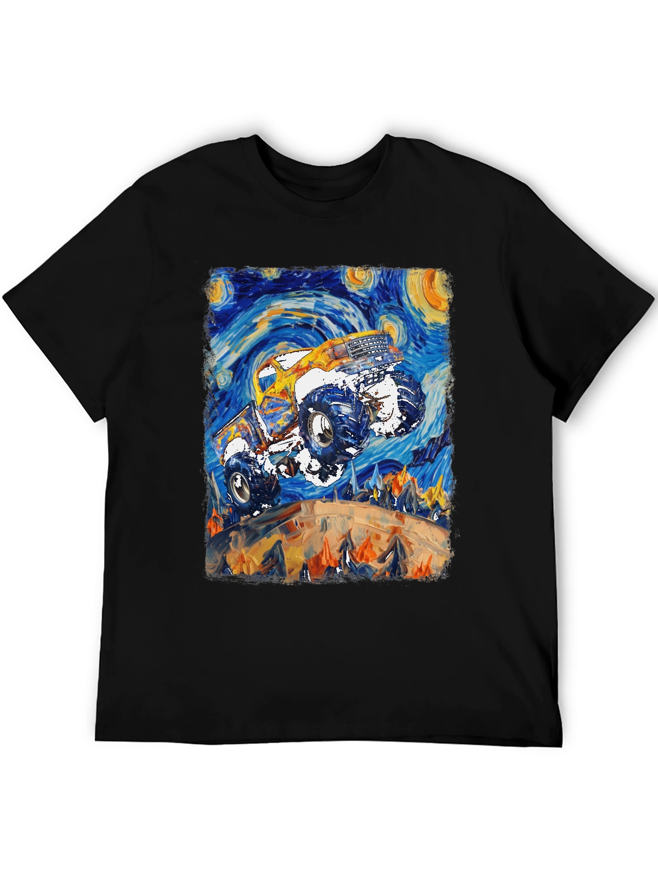 Monster Truck Starry Night Art Graphic T-Shirt