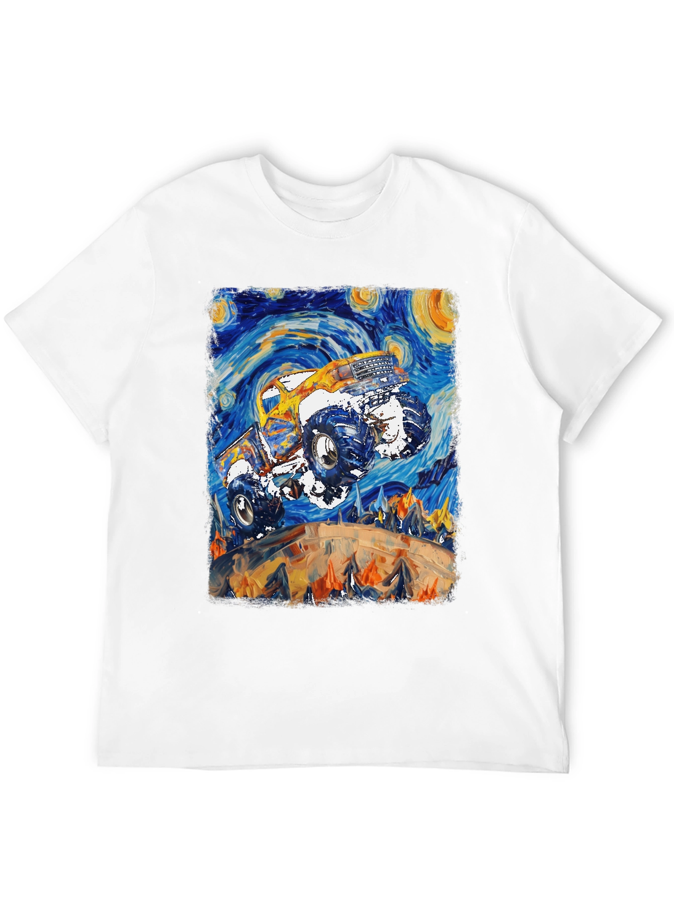 Monster Truck Starry Night Art Graphic T-Shirt