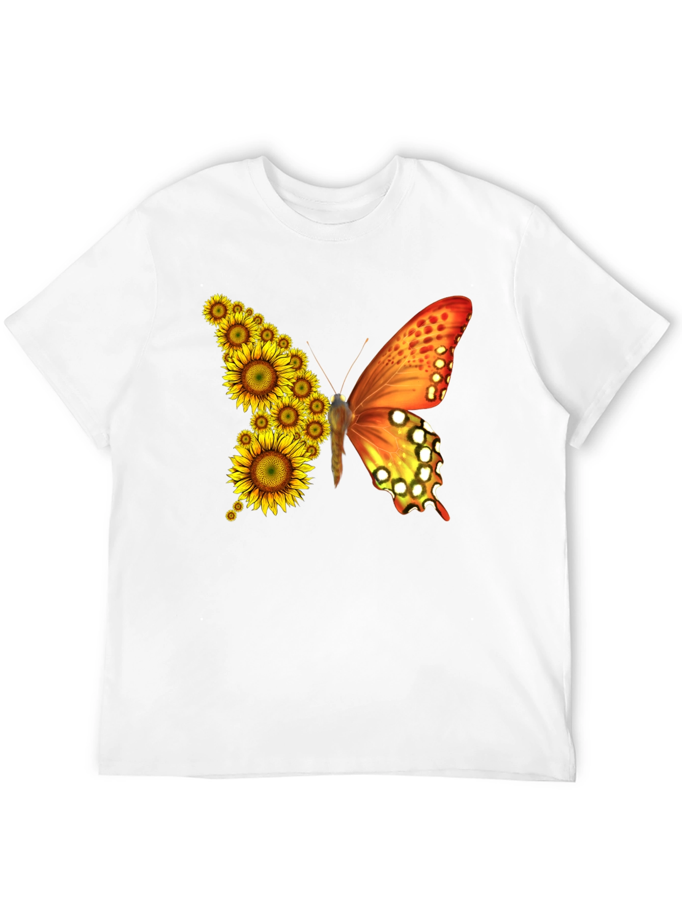 Sunflower Butterfly Graphic Tee - Black Cotton Blend Shirt