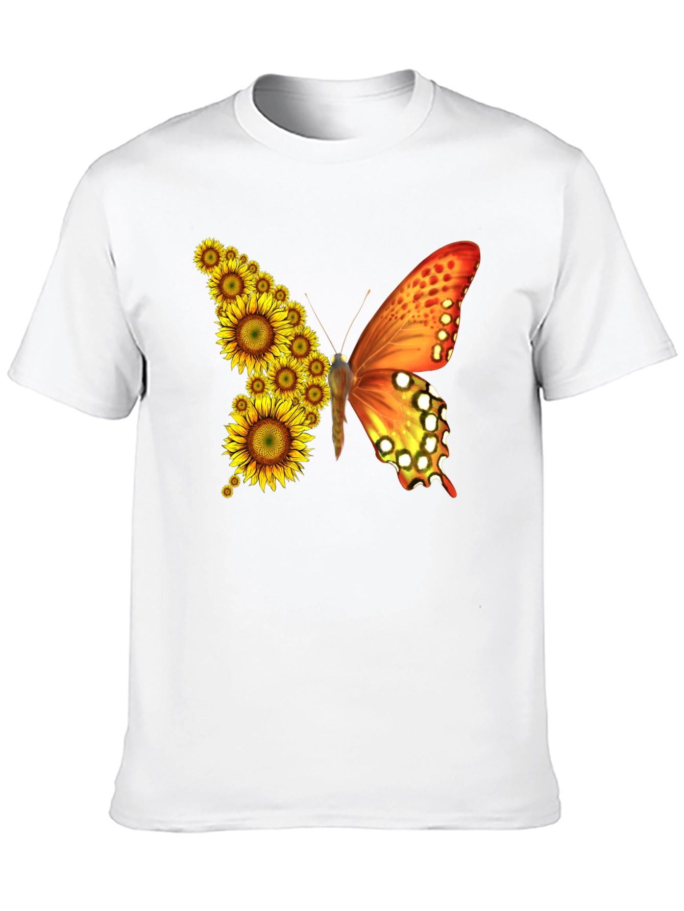 Sunflower Butterfly Graphic Tee - Black Cotton Blend Shirt