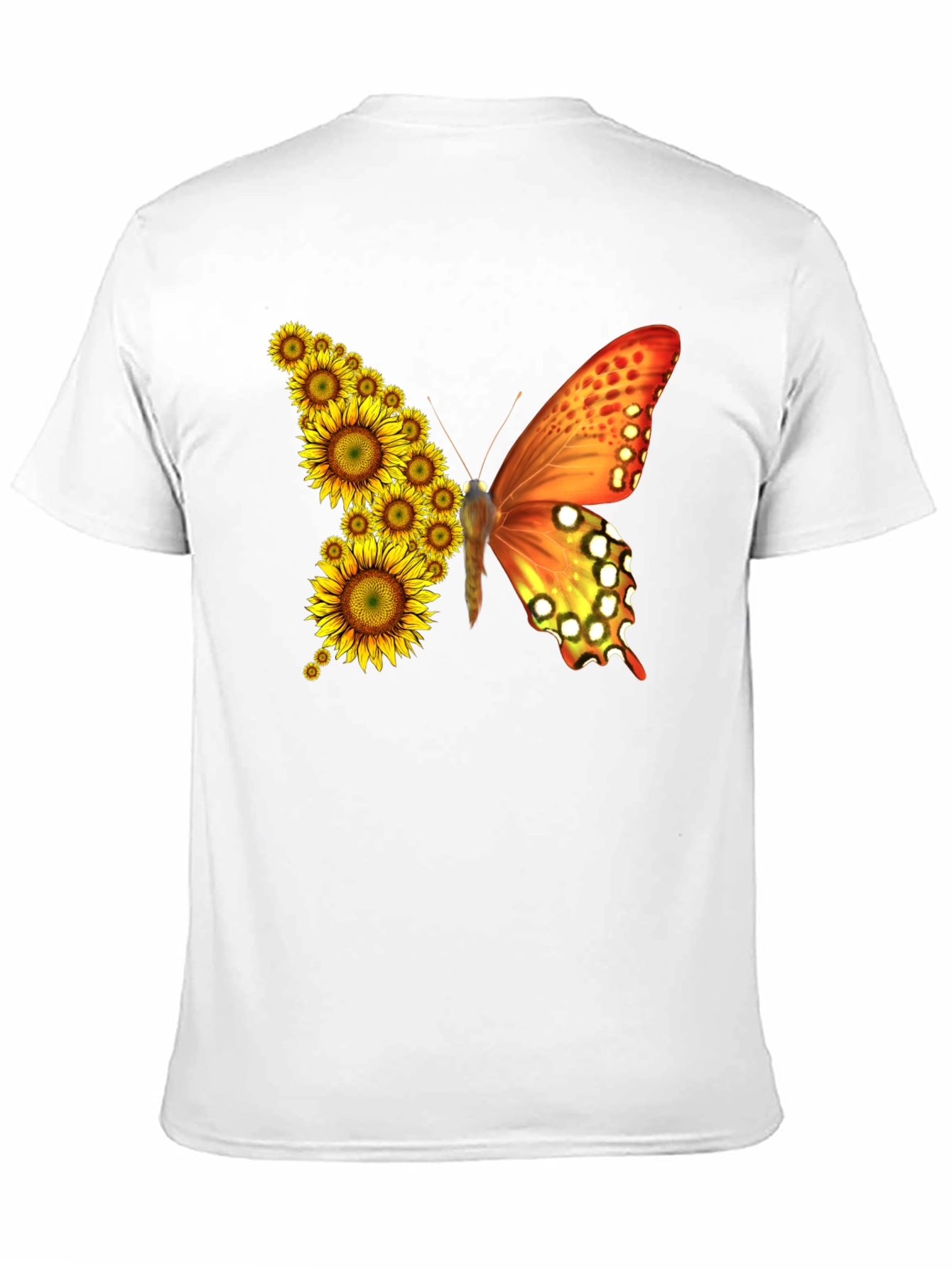 Sunflower Butterfly Graphic Tee - Black Cotton Blend Shirt