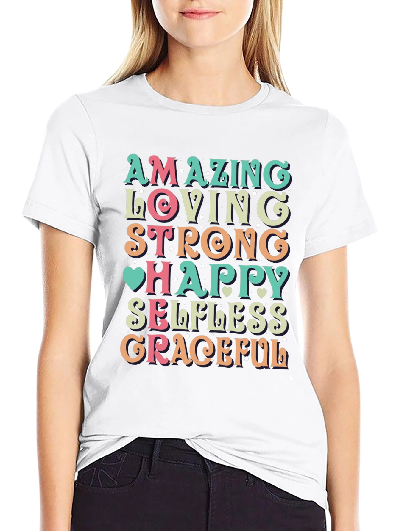 Amazing Mother T-Shirt - Loving Strong Happy Selfless