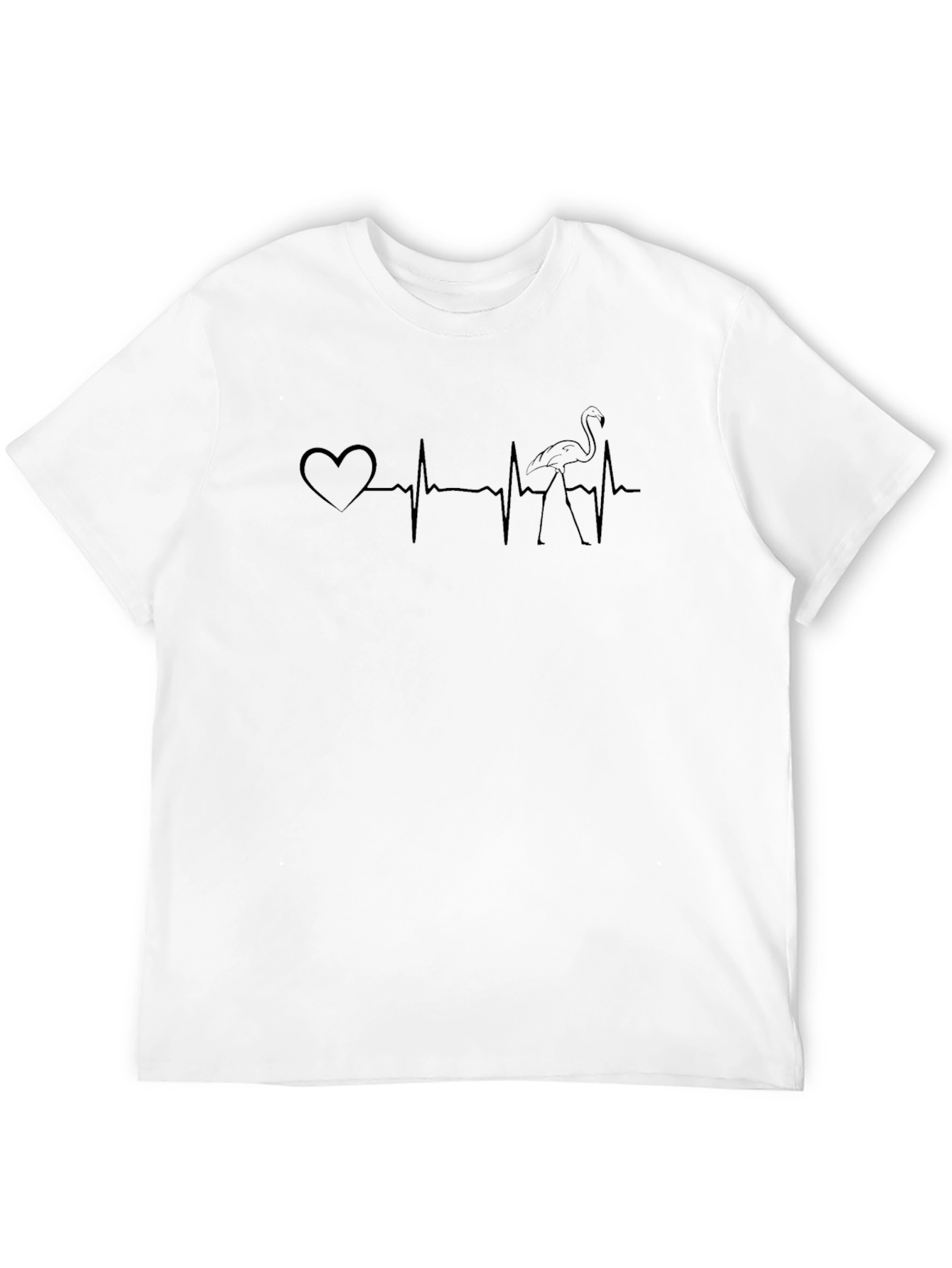 Heartbeat Flamingo Graphic Tee - Black Cotton T-Shirt