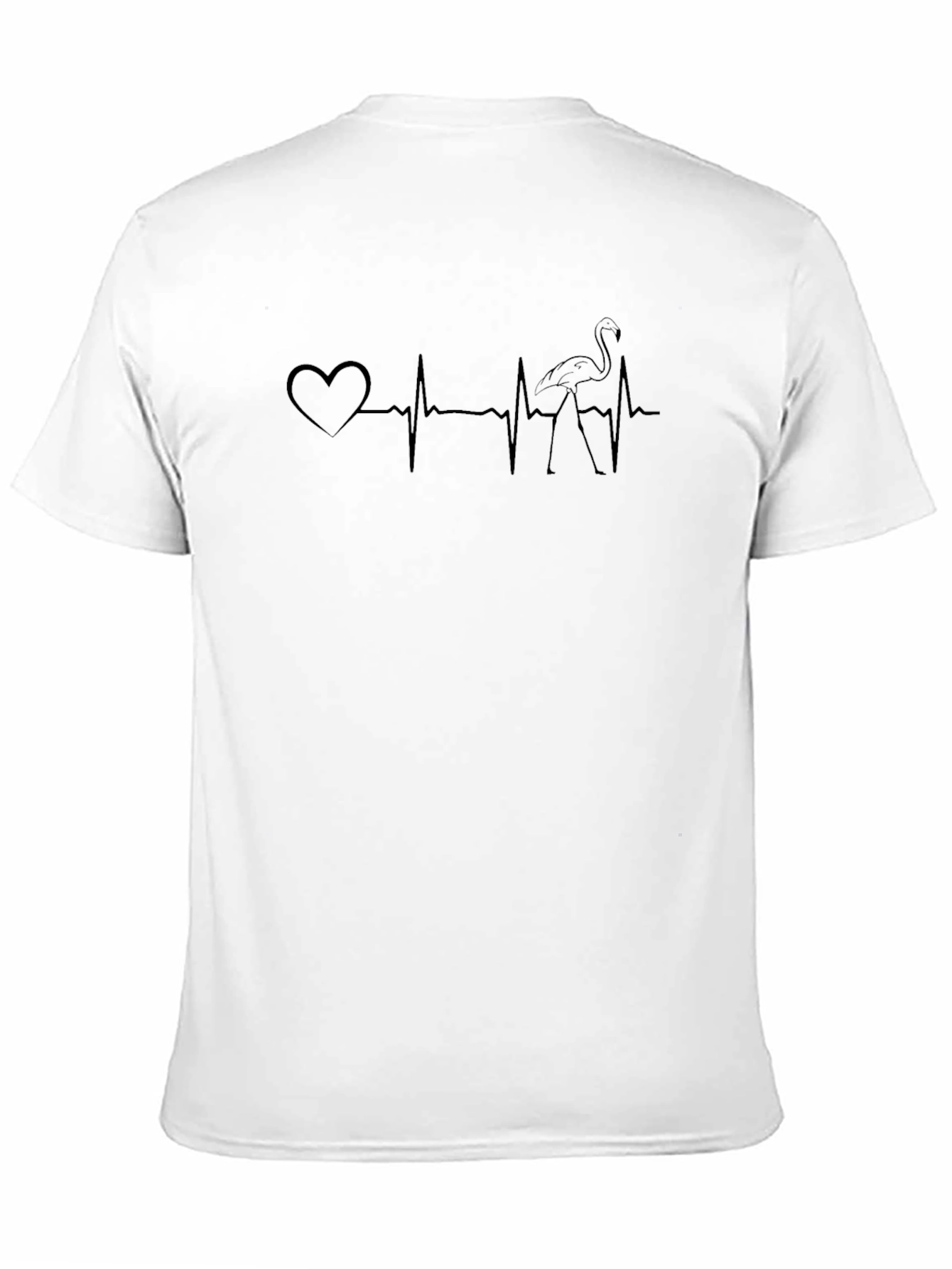 Heartbeat Flamingo Graphic Tee - Black Cotton T-Shirt