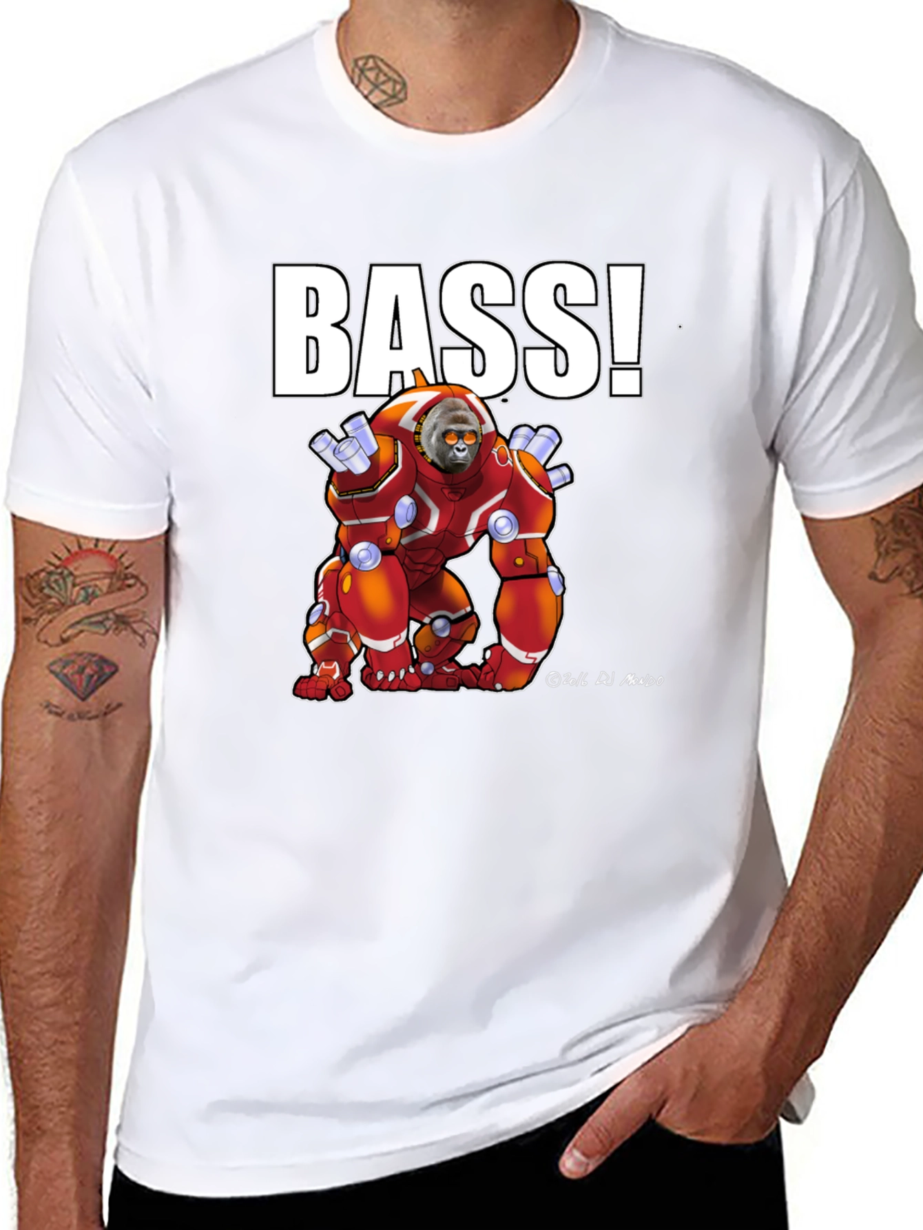 BASS! Graphic T-Shirt - Cyborg Ape Design