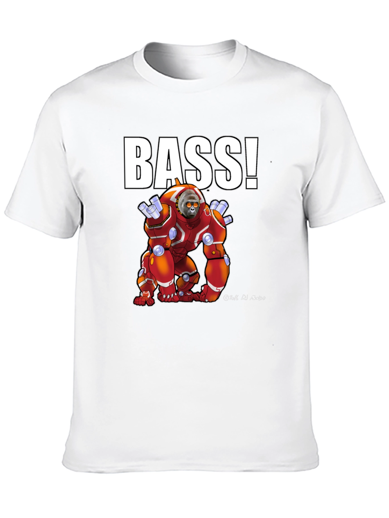BASS! Graphic T-Shirt - Cyborg Ape Design