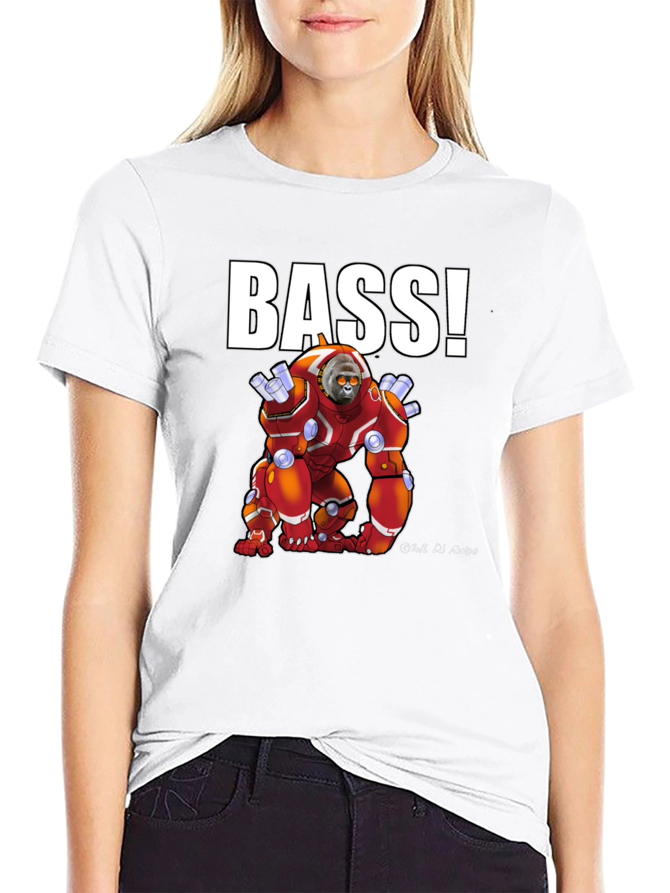 BASS! Graphic T-Shirt - Cyborg Ape Design