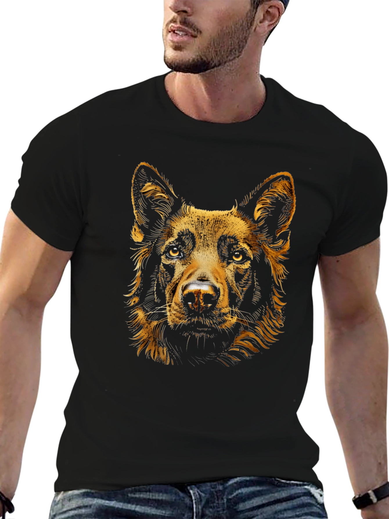 Dog Portrait Graphic Tee - Soft Cotton Blend
