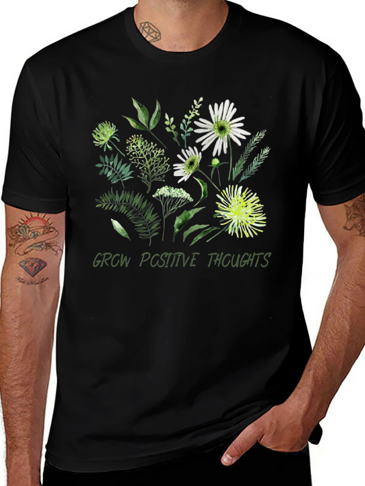 Floral Grow Positive Thoughts Graphic T-Shirt