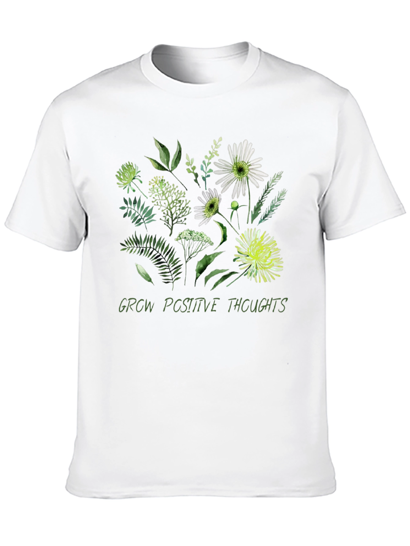 Floral Grow Positive Thoughts Graphic T-Shirt