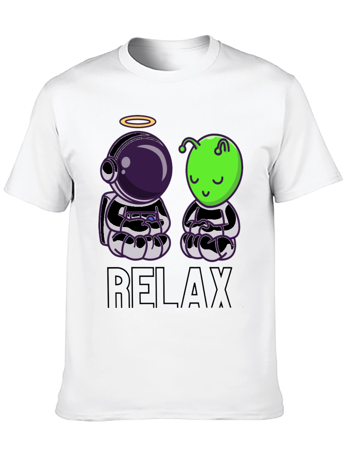 Relax Astronaut & Alien Black T-Shirt