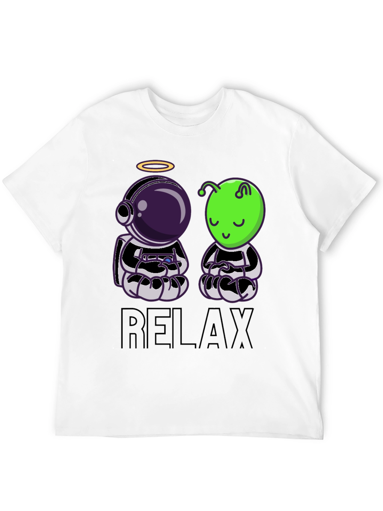 Relax Astronaut & Alien Black T-Shirt