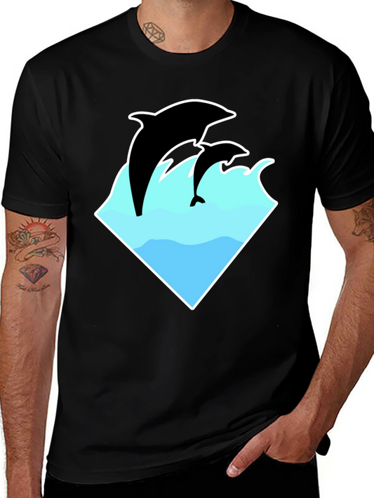 Dolphin Graphic T-Shirt - Black Cotton Tee