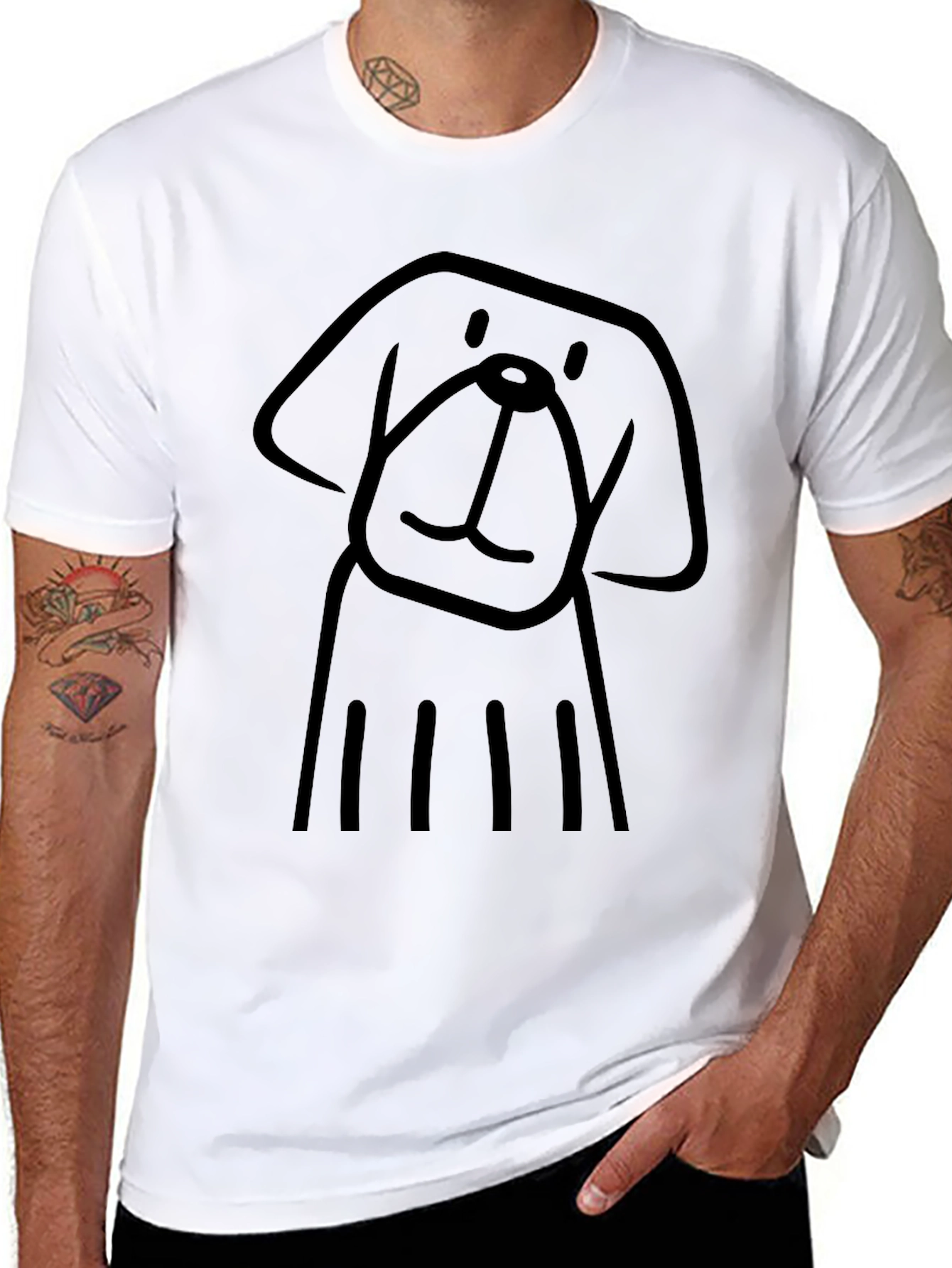 Dog Graphic Black Tee - Casual Style