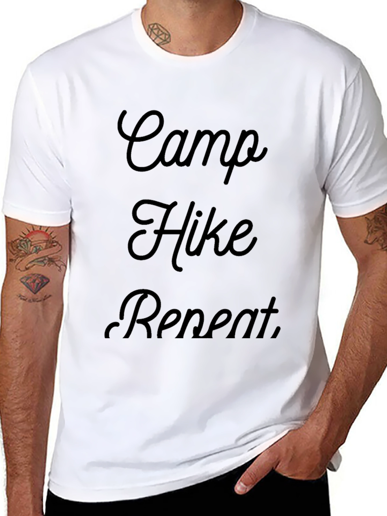 Camp Hike Repeat Black Graphic T-Shirt