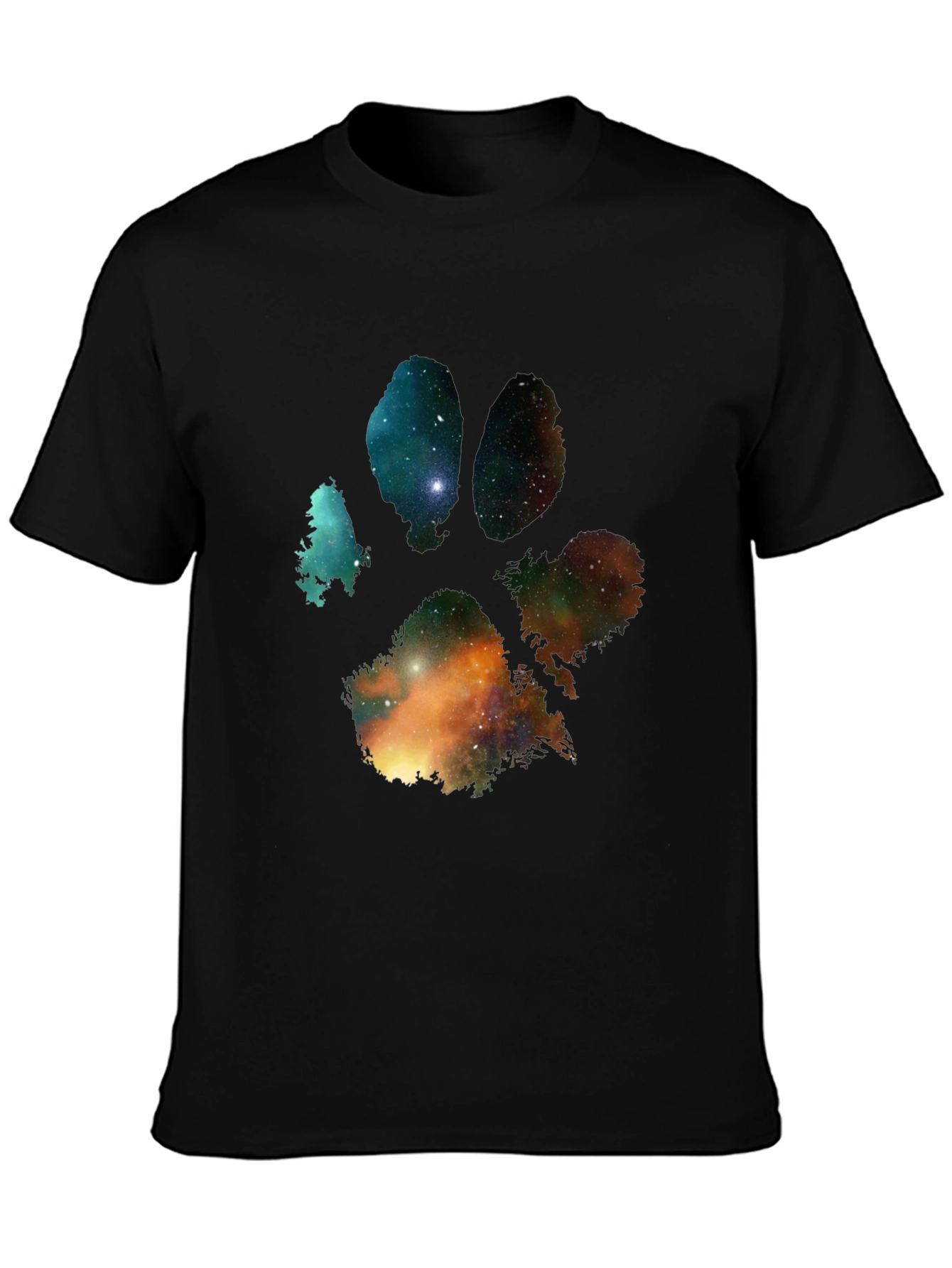 Galaxy Paw Print Graphic Tee - Mens Black T-Shirt
