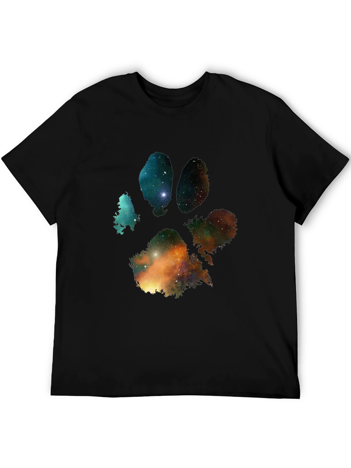 Galaxy Paw Print Graphic Tee - Mens Black T-Shirt
