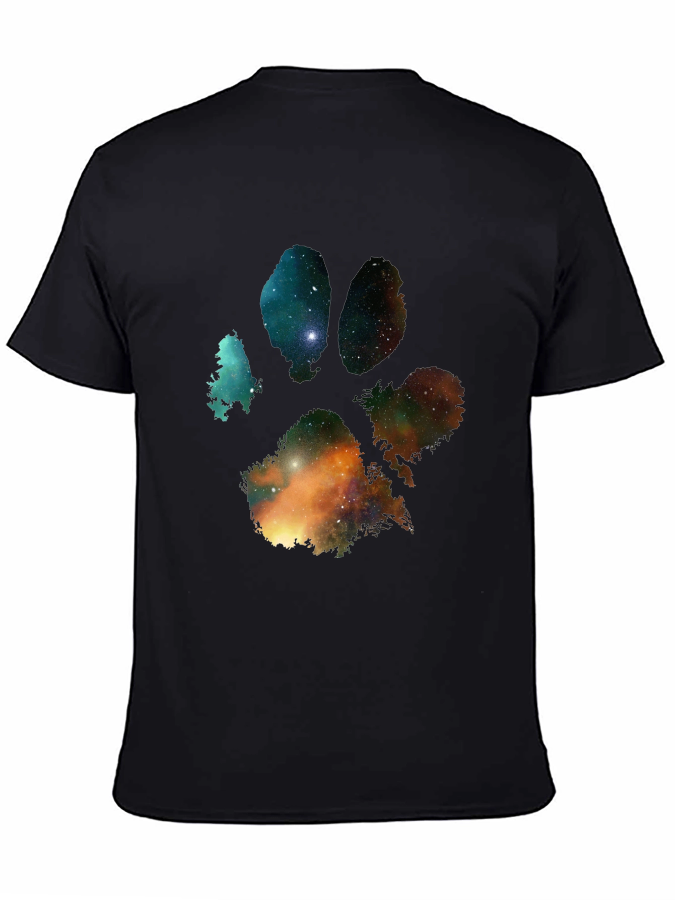 Galaxy Paw Print Graphic Tee - Mens Black T-Shirt