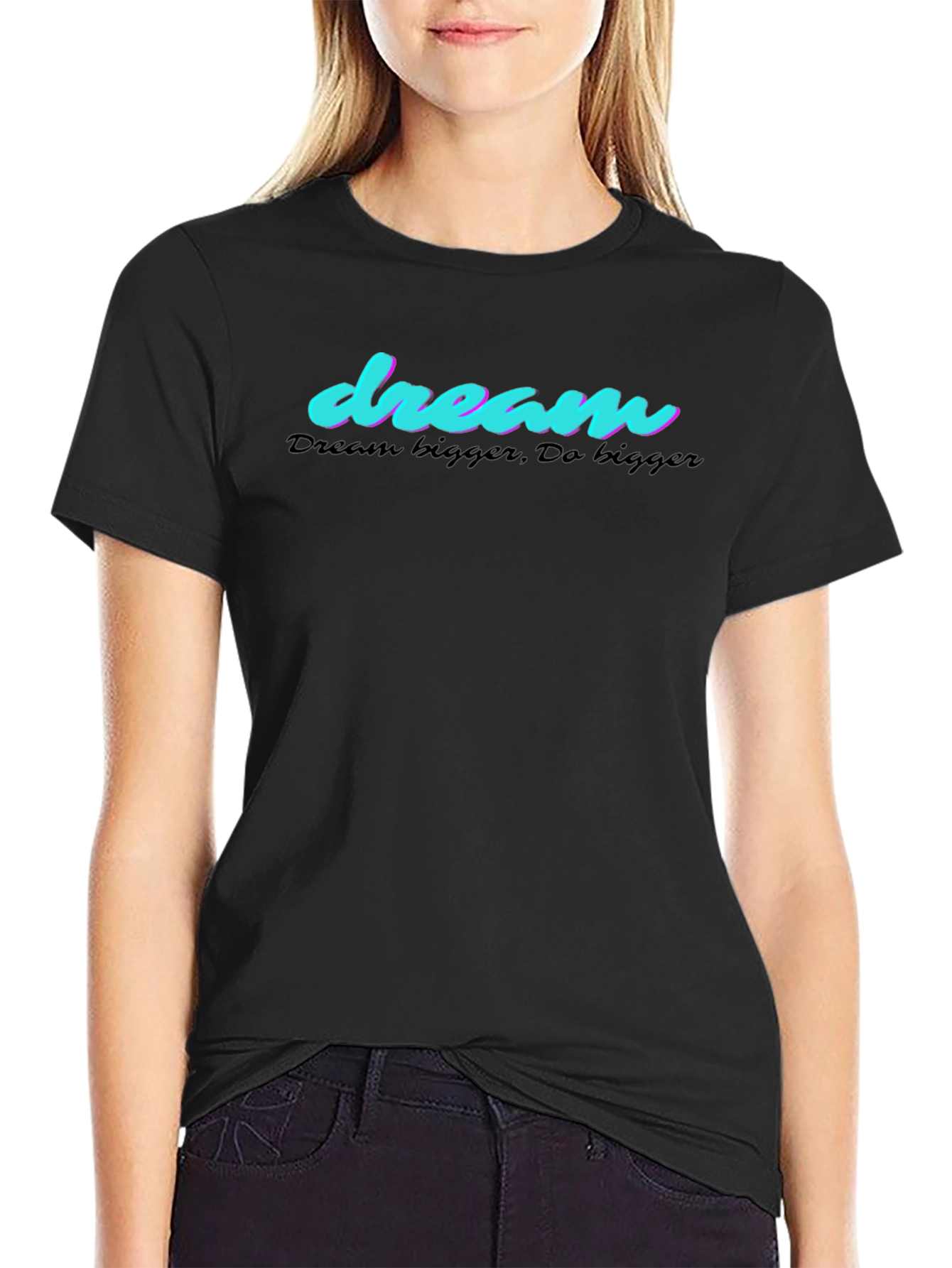 Dream Bigger Graphic Tee - Black Cotton T-Shirt