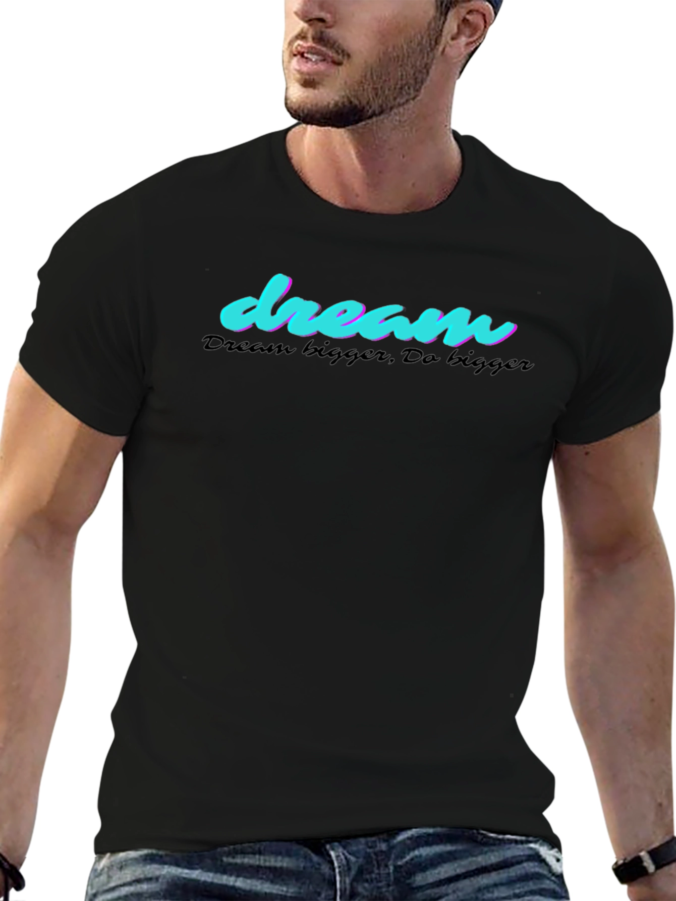 Dream Bigger Graphic Tee - Black Cotton T-Shirt
