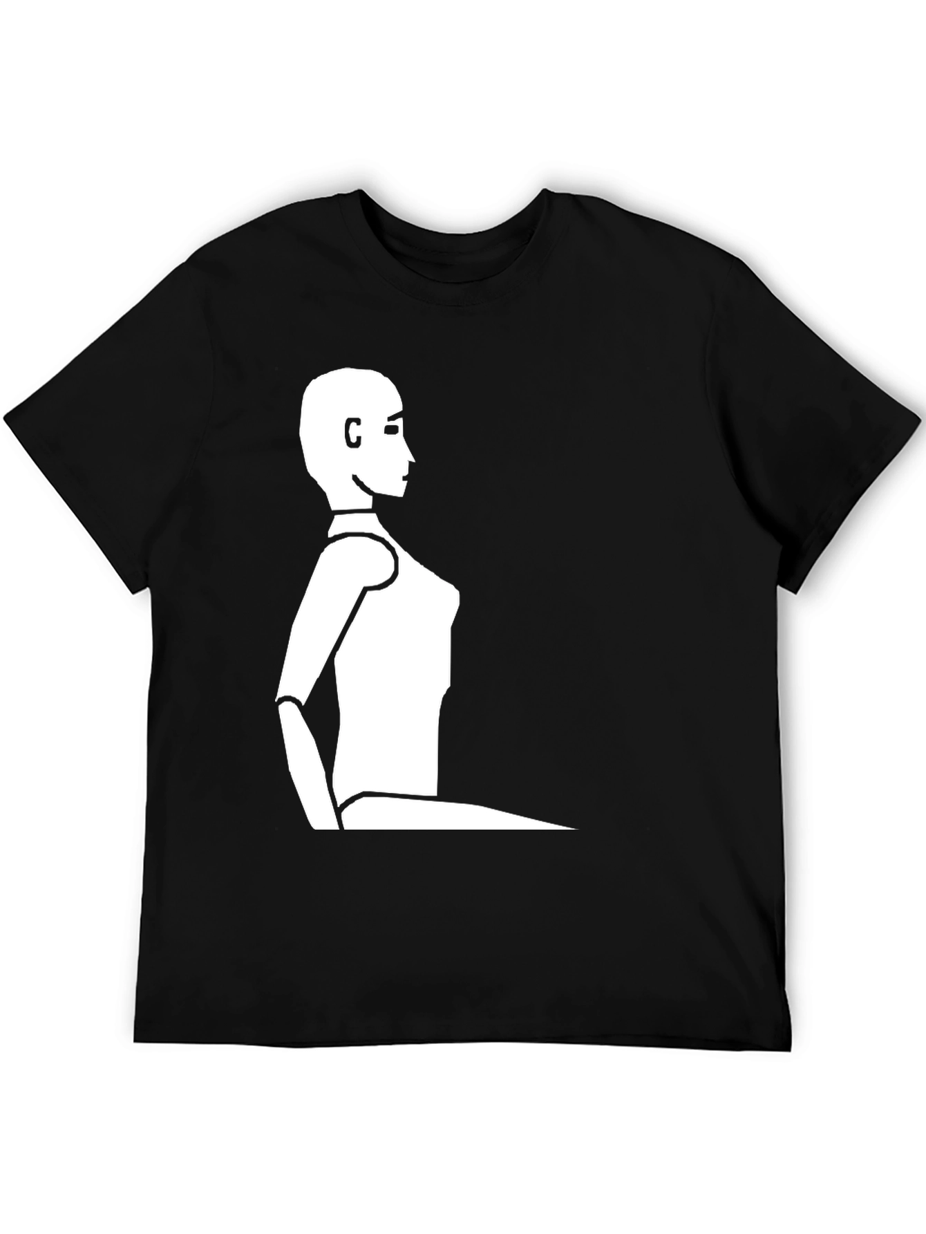 Minimalist Robot Silhouette Black T-Shirt