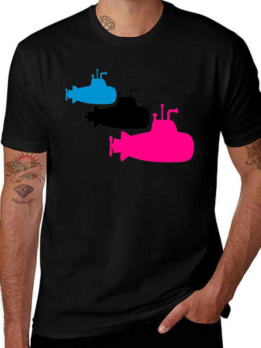 Submarine Trio Graphic Tee - Black Cotton T-Shirt