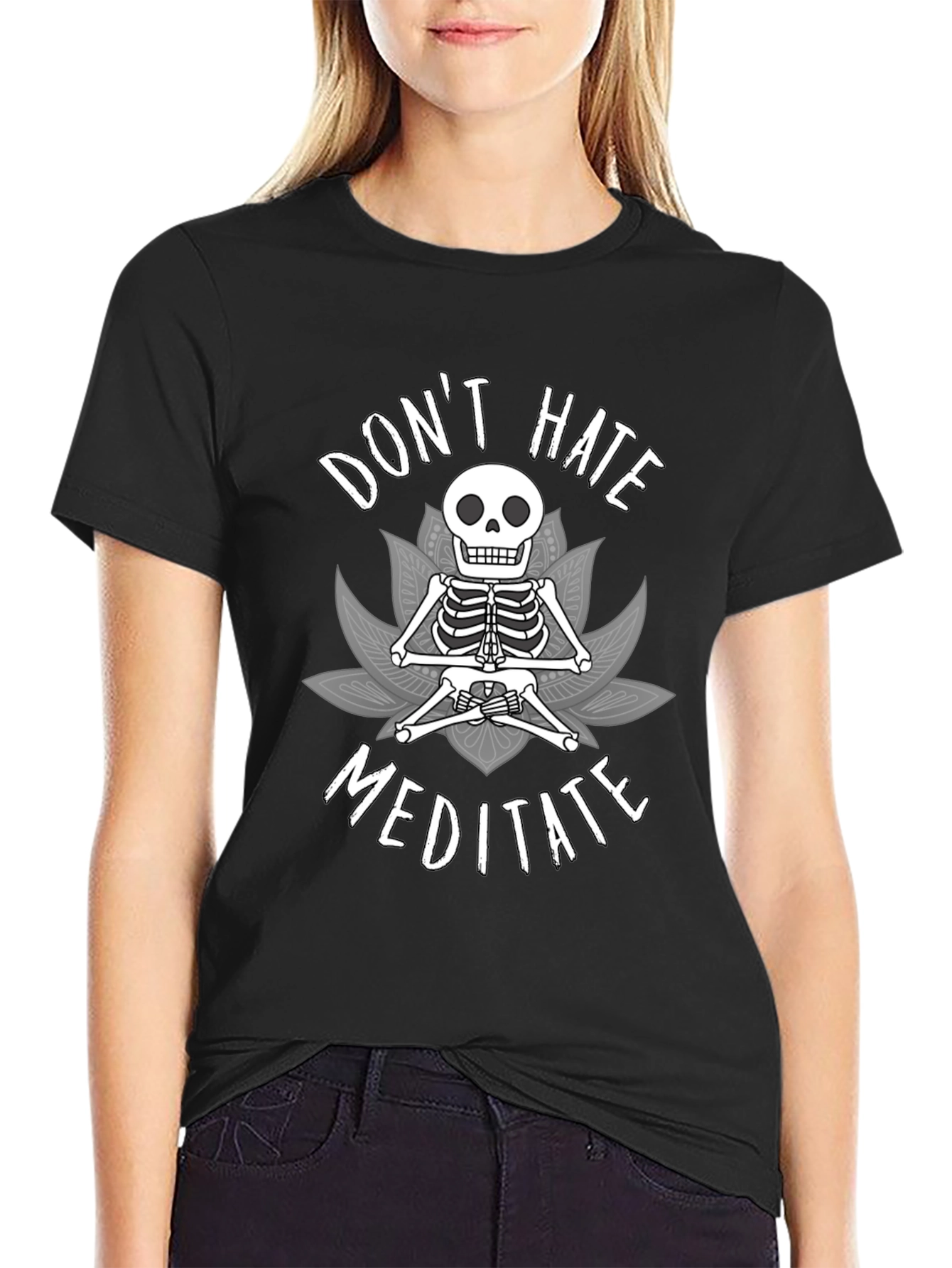 Meditate Skeleton Graphic Tee