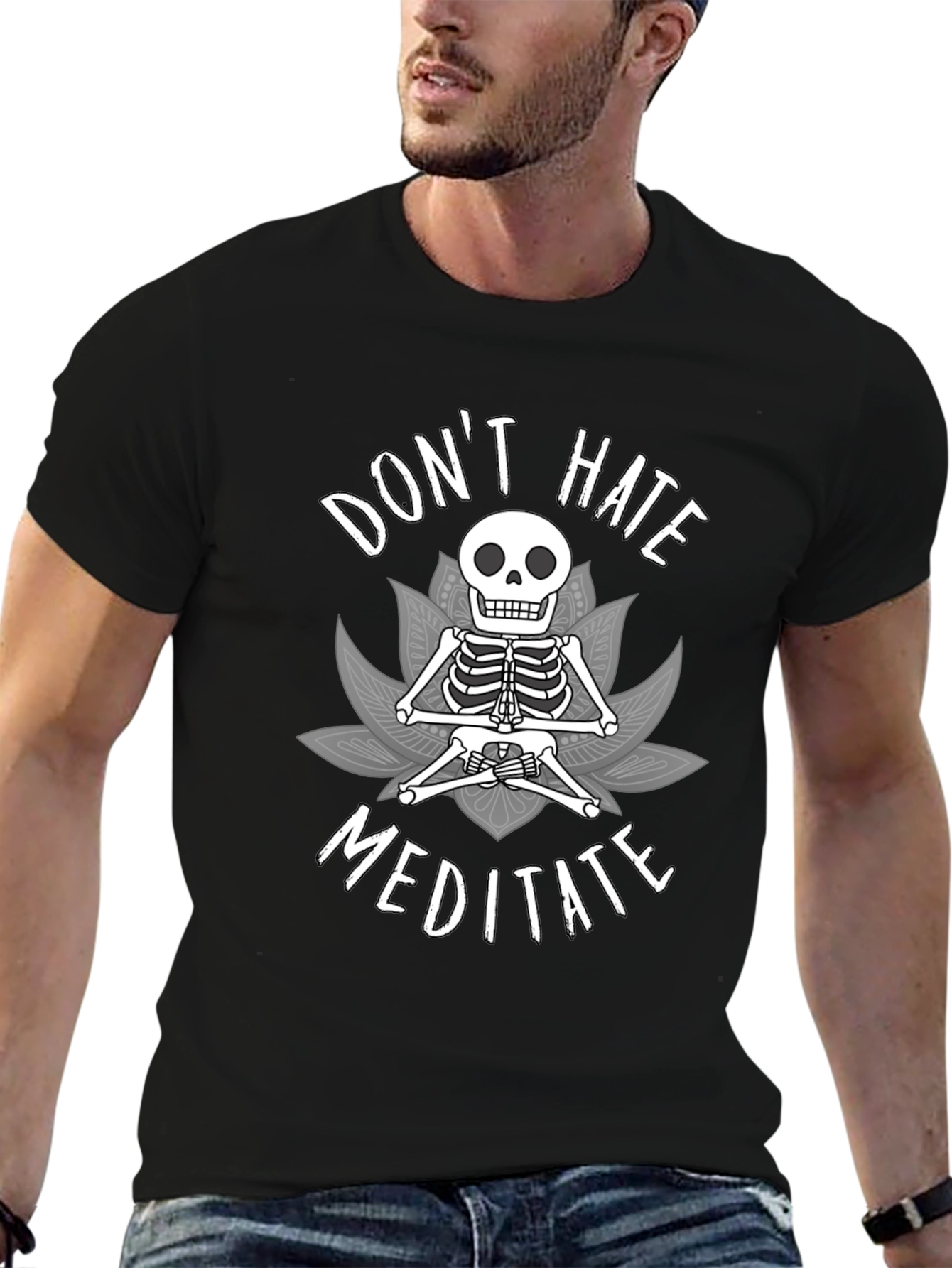 Meditate Skeleton Graphic Tee