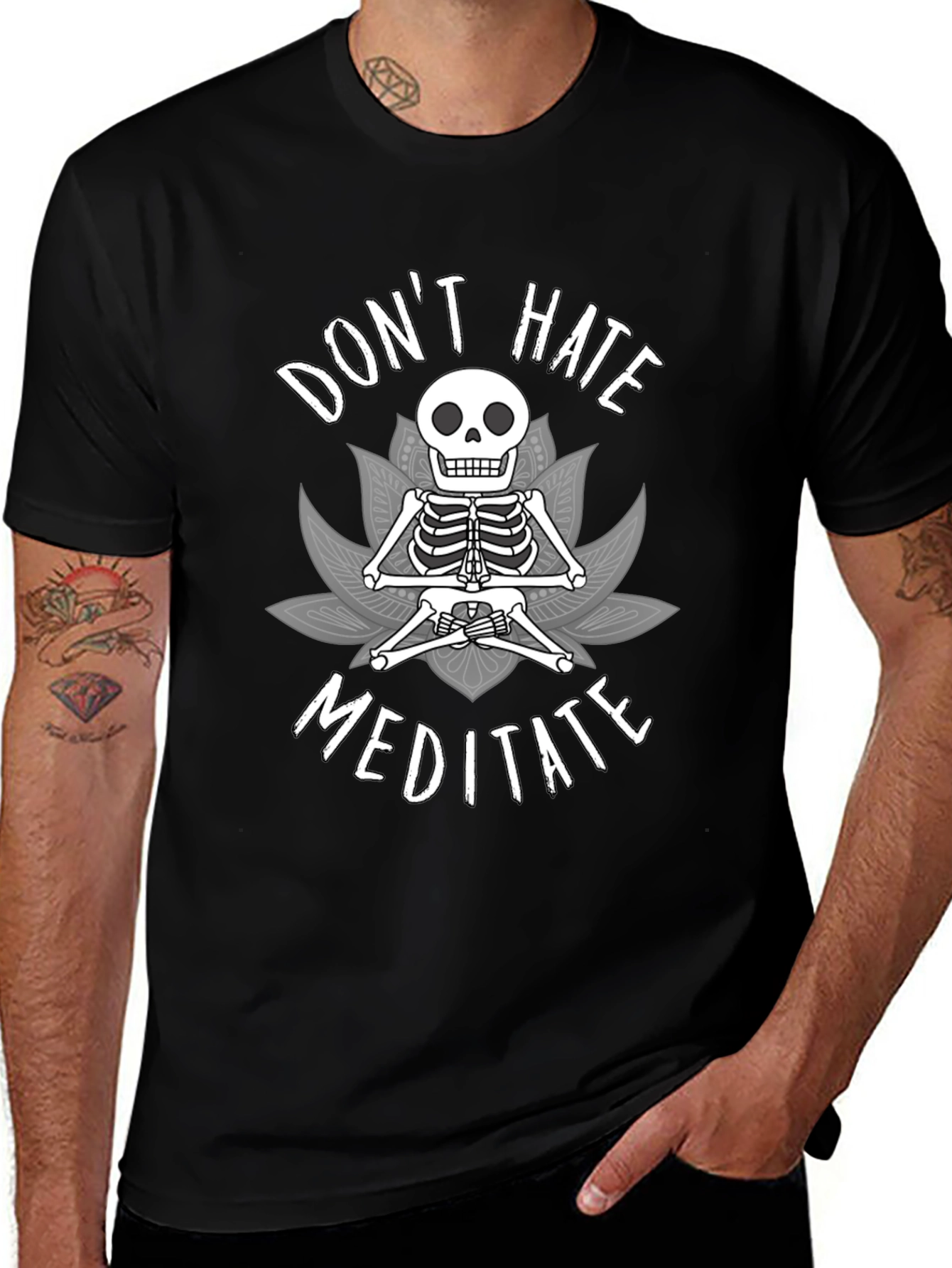 Meditate Skeleton Graphic Tee