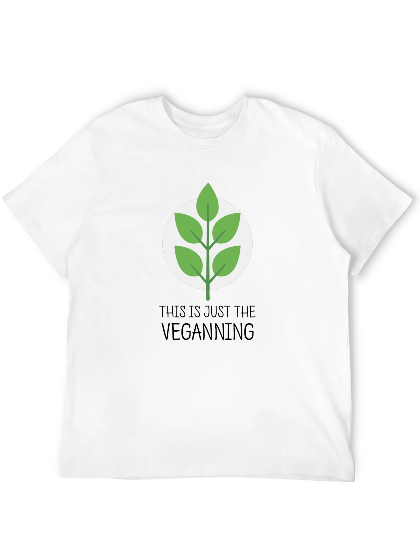 Vegan Leaf Graphic Tee - Casual Black T-Shirt