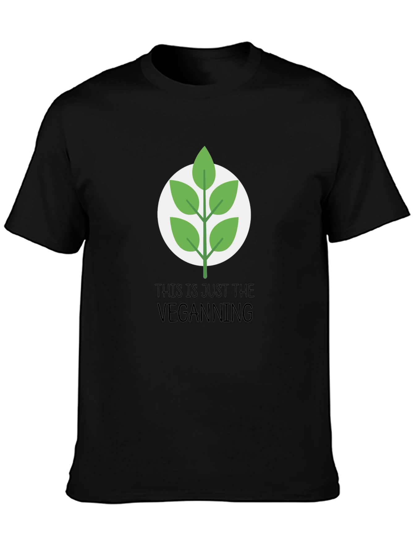 Vegan Leaf Graphic Tee - Casual Black T-Shirt