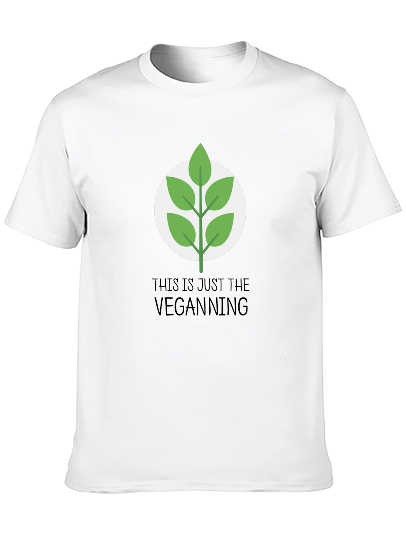 Vegan Leaf Graphic Tee - Casual Black T-Shirt